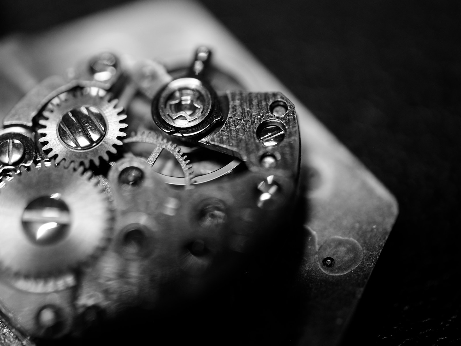 A mechanical watch movement, close up